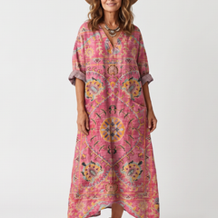 Abito Midi Relaxed con Stampa Astratta