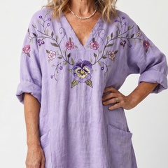 Vestito Midi Oversized con Tasche Floreali