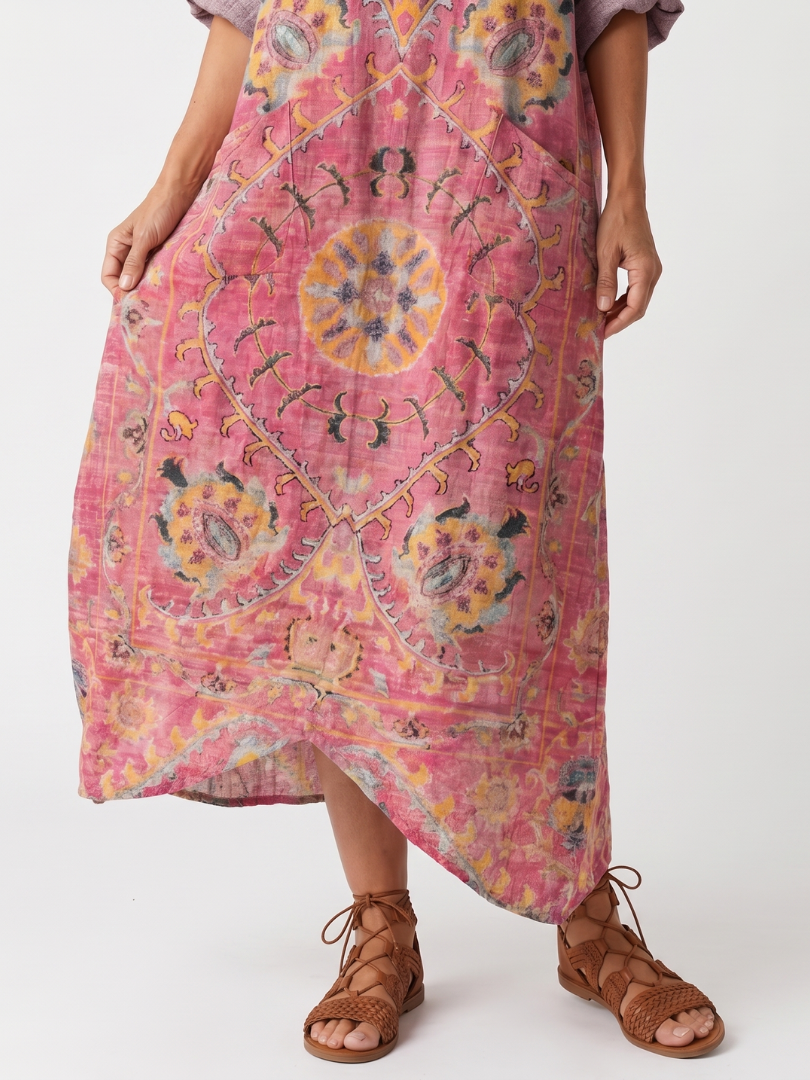 Abito Midi Relaxed con Stampa Astratta