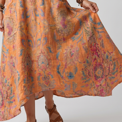 Abito Midi Oversize con Tasche e Collo a V Stampato