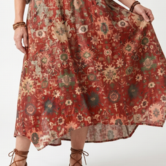Abito Midi Relaxed con Motivo Misto e Tasche