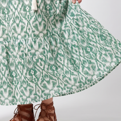 Abito Midi con Scollatura a V e Frange