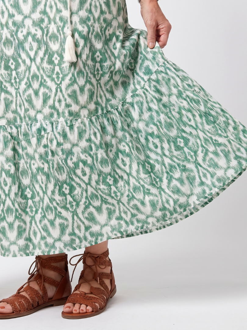 Abito Midi con Scollatura a V e Frange