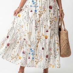 Abito Midi con Stampa Botanica e Fiocchi