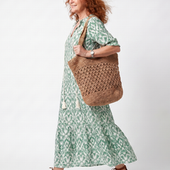 Abito Midi con Scollatura a V e Frange