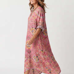 Abito Midi Relaxed con Stampa Astratta