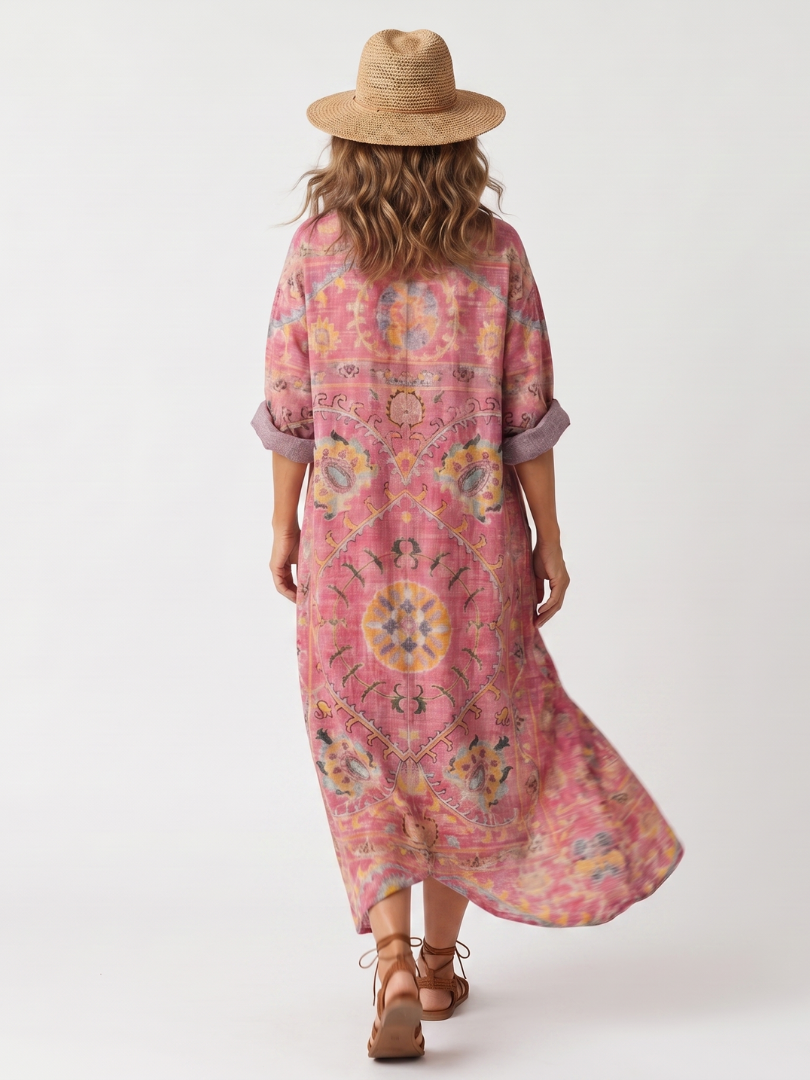 Abito Midi Relaxed con Stampa Astratta