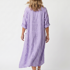 Vestito Midi Oversized con Tasche Floreali
