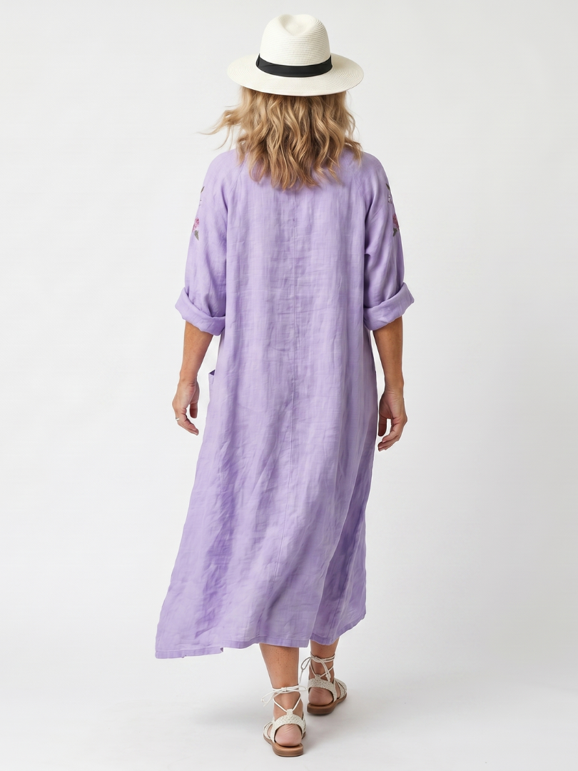 Vestito Midi Oversized con Tasche Floreali