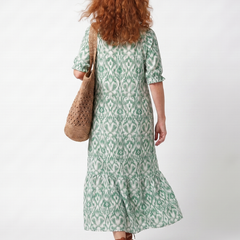 Abito Midi con Scollatura a V e Frange