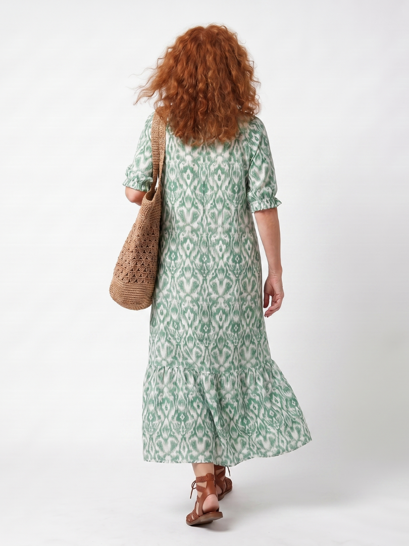 Abito Midi con Scollatura a V e Frange