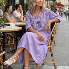 Vestito Midi Oversized con Tasche Floreali