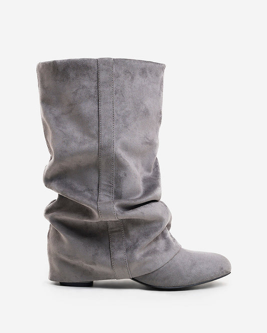 Stivali Emilia Slouchy in Camoscio – Grigio