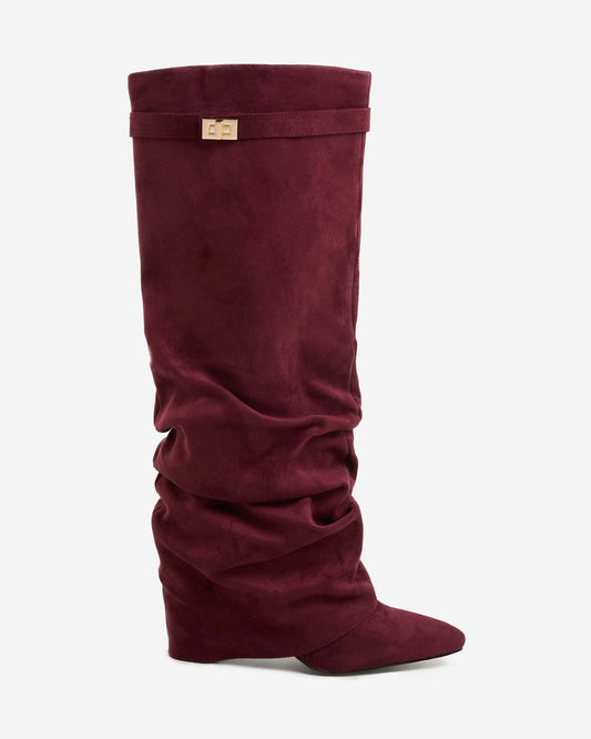 Stivali al Ginocchio Lavista Slouchy in Camoscio – Bordeaux