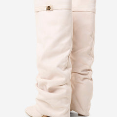 Stivali al Ginocchio Lavista Slouchy in Camoscio – Panna