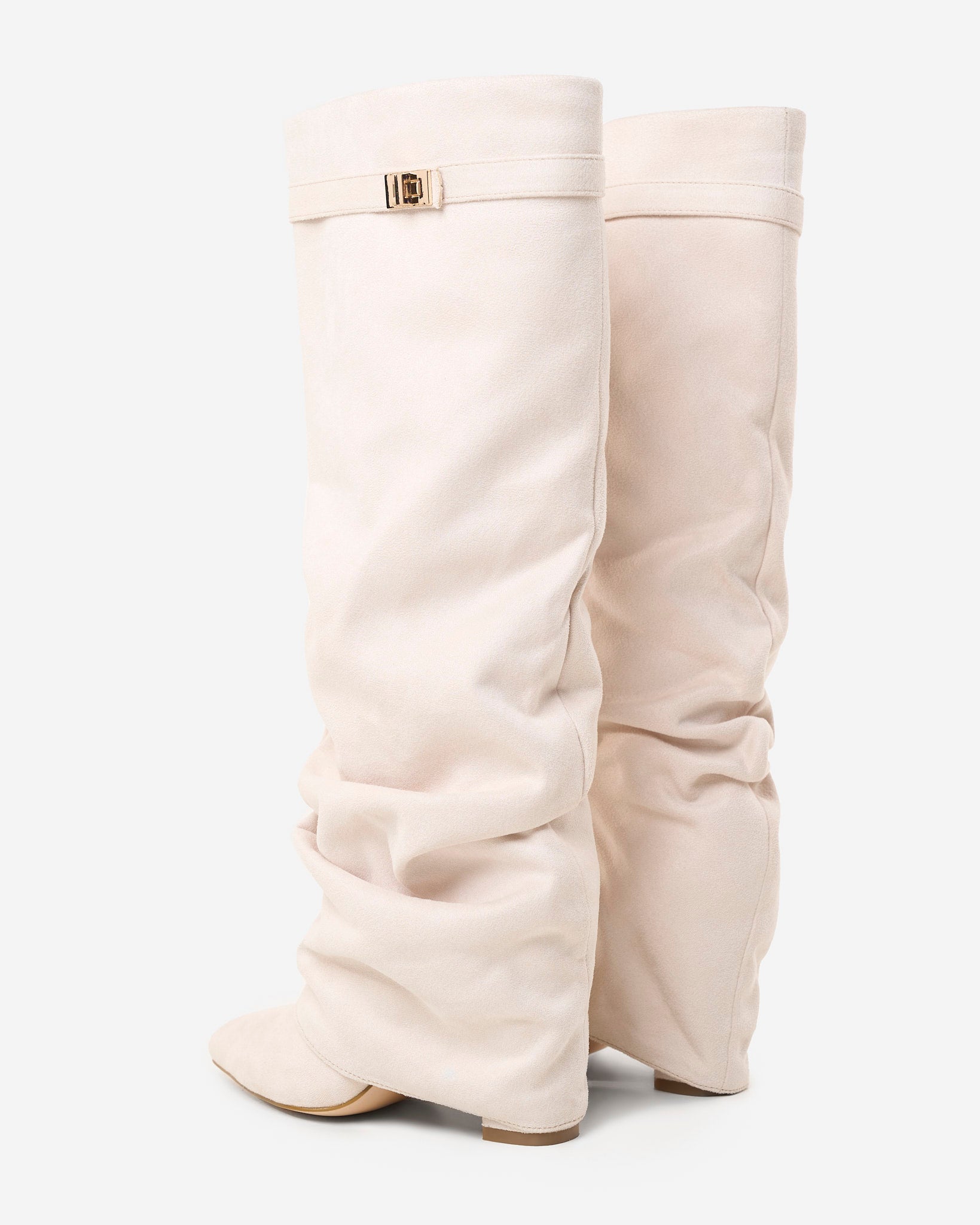 Stivali al Ginocchio Lavista Slouchy in Camoscio – Panna