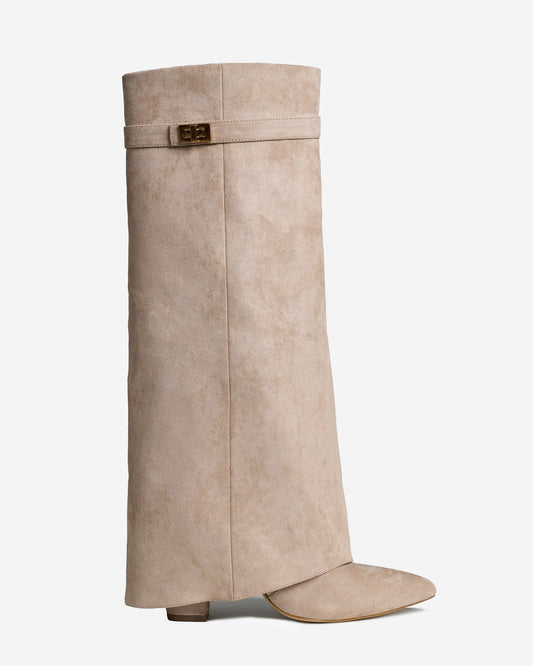 Stivali al Ginocchio Lavista in Camoscio – Beige