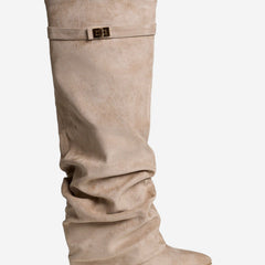 Stivali al Ginocchio Lavista Slouchy in Camoscio – Beige