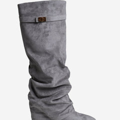 Stivali al Ginocchio Lavista Slouchy in Camoscio – Grigio