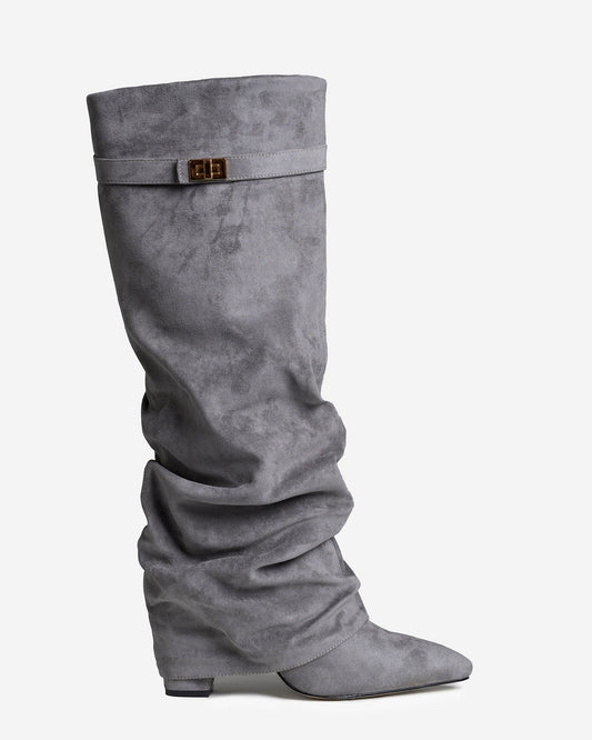 Stivali al Ginocchio Lavista Slouchy in Camoscio – Grigio