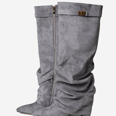 Stivali al Ginocchio Lavista Slouchy in Camoscio – Grigio