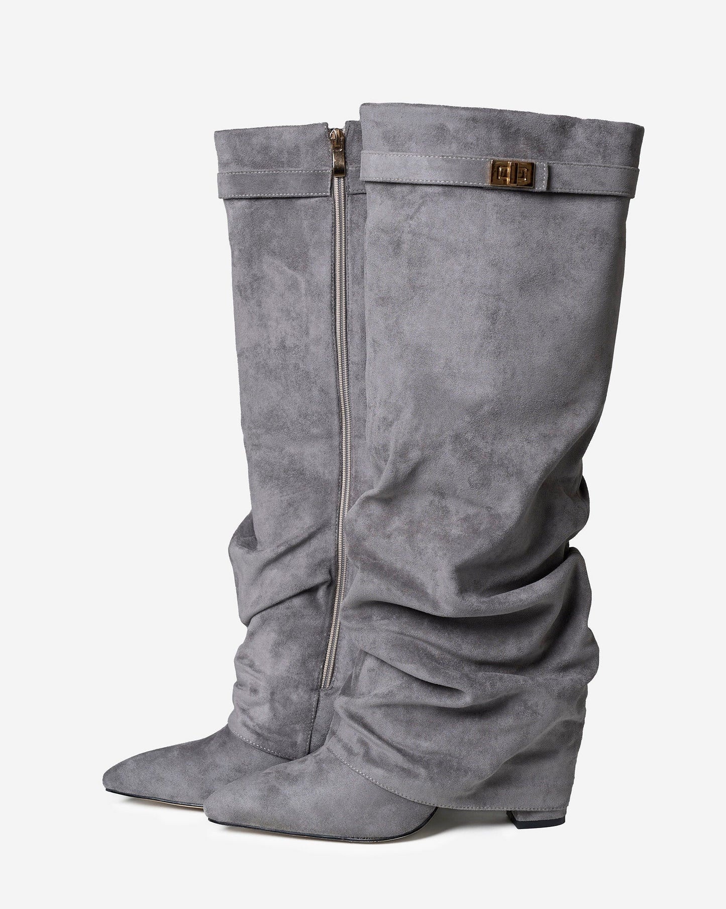 Stivali al Ginocchio Lavista Slouchy in Camoscio – Grigio