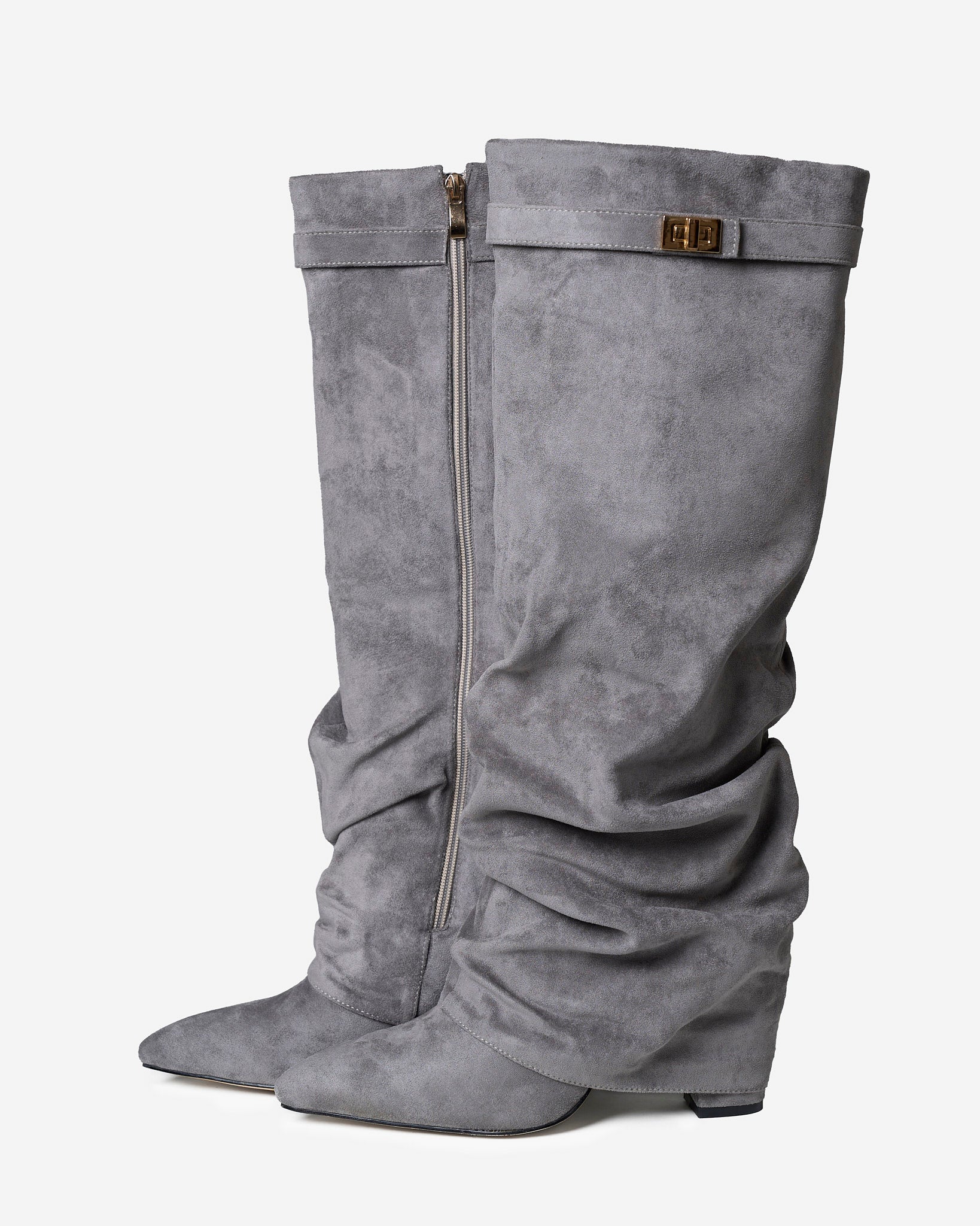 Stivali al Ginocchio Lavista Slouchy in Camoscio – Grigio