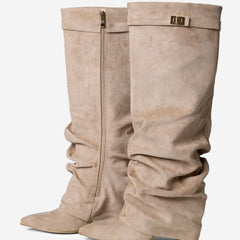 Stivali al Ginocchio Lavista Slouchy in Camoscio – Beige