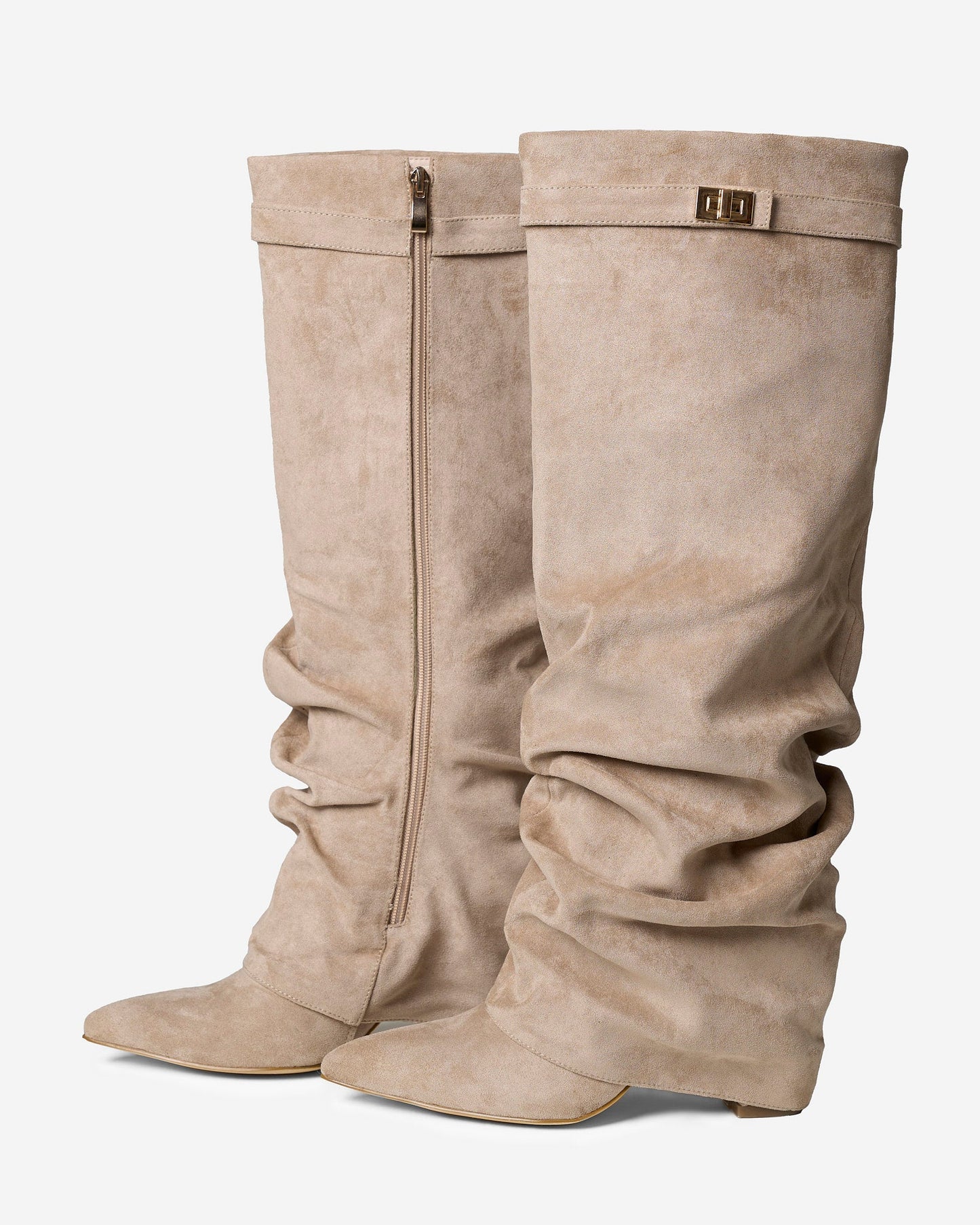 Stivali al Ginocchio Lavista Slouchy in Camoscio – Beige
