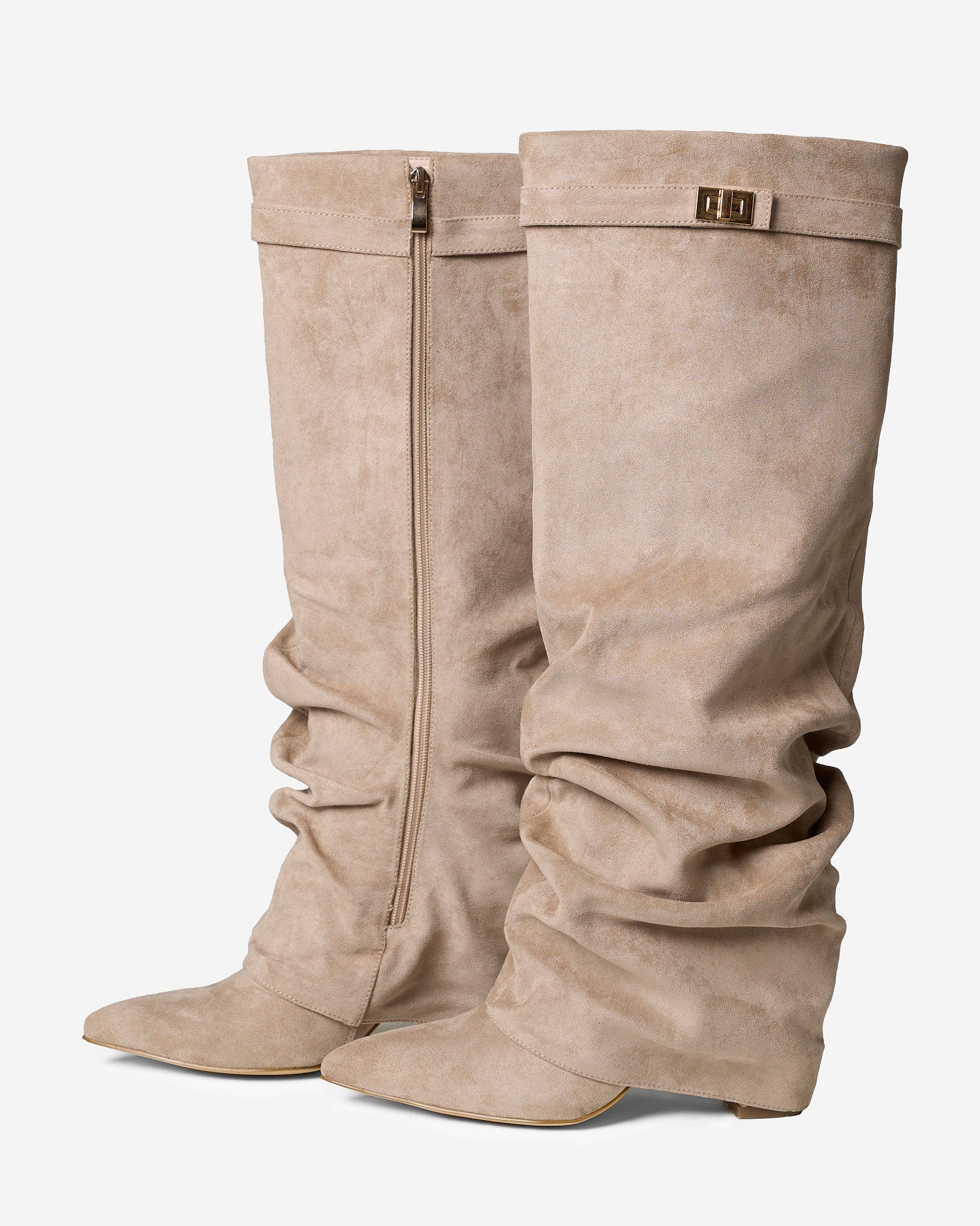 Stivali al Ginocchio Lavista Slouchy in Camoscio – Beige