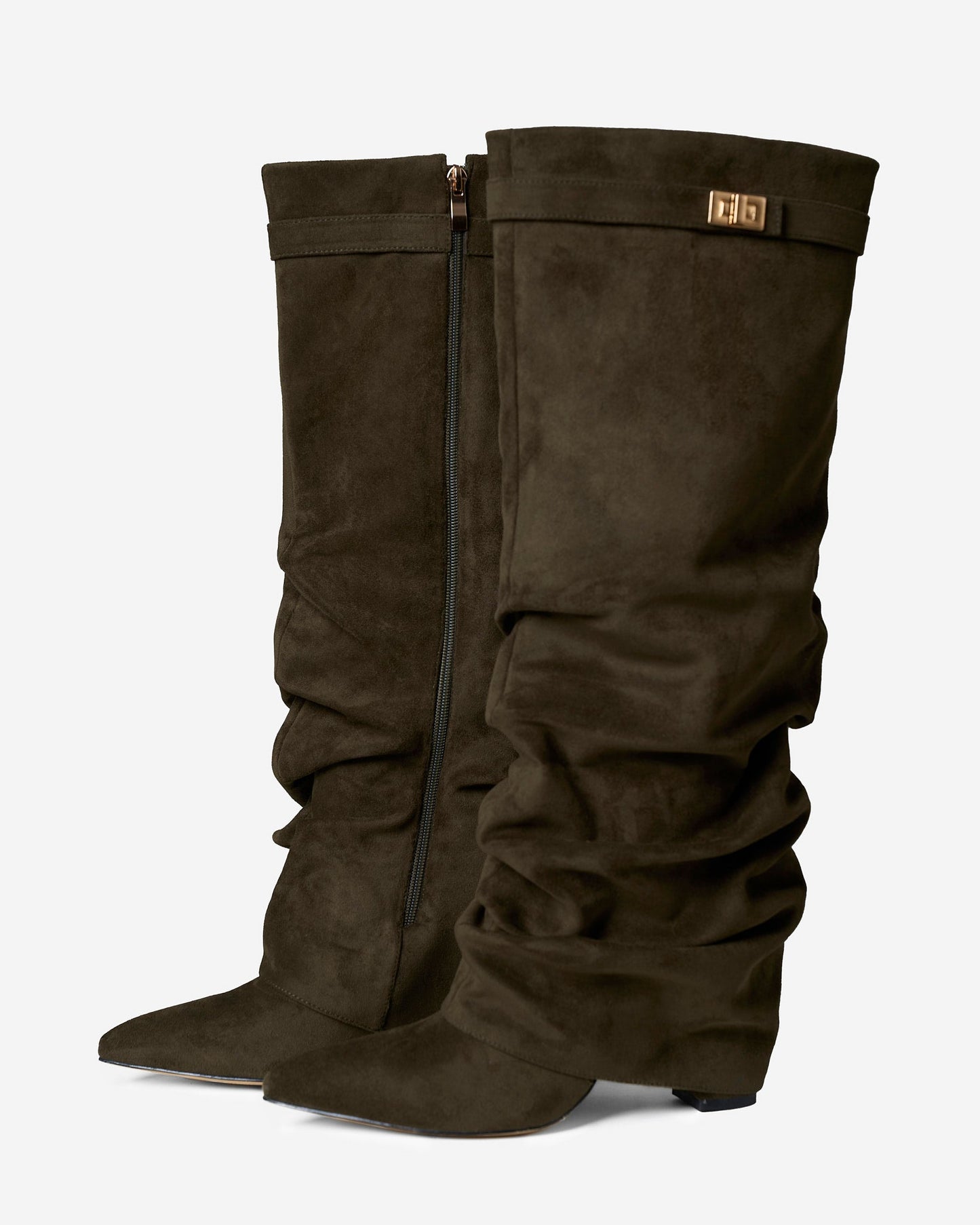 Stivali al Ginocchio Lavista Slouchy in Camoscio – Verde Oliva