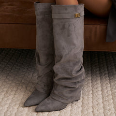 Stivali al Ginocchio Lavista Slouchy in Camoscio – Grigio