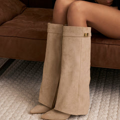 Stivali al Ginocchio Lavista in Camoscio – Beige