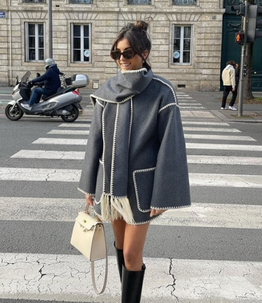 Cappotto in lana Sevilla con sciarpa