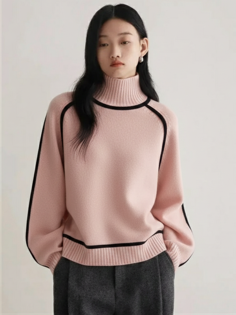 Maglione a Collo Alto a Contrasto Torino