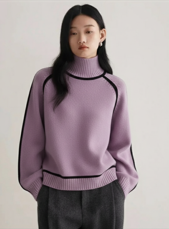 Maglione a Collo Alto a Contrasto Torino