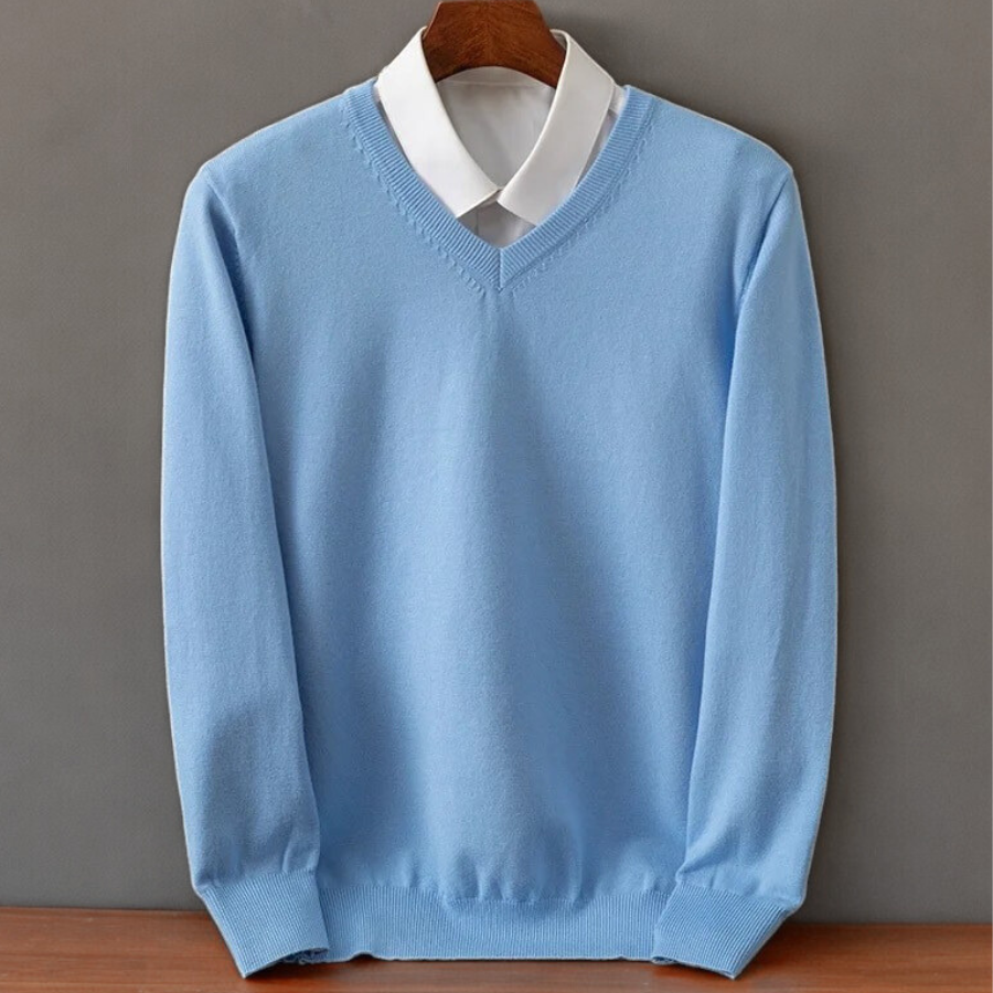 Maglione scollo a V in Cashmere Olympia