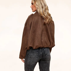 Bomber Oversize in Camoscio Sintetico – Marrone Scuro