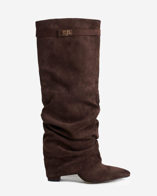 Stivali al Ginocchio Lavista Slouchy in Camoscio – Marrone Scuro