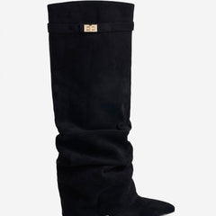 Stivali al Ginocchio Lavista Slouchy in Camoscio – Nero