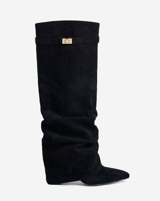 Stivali al Ginocchio Lavista Slouchy in Camoscio – Nero