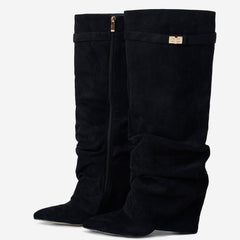 Stivali al Ginocchio Lavista Slouchy in Camoscio – Nero