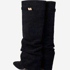 Stivali al Ginocchio Lavista Slouchy in Camoscio – Nero