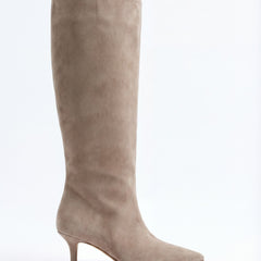 Stivali al Ginocchio Mona in Camoscio – Beige