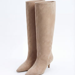 Stivali al Ginocchio Mona in Camoscio – Beige