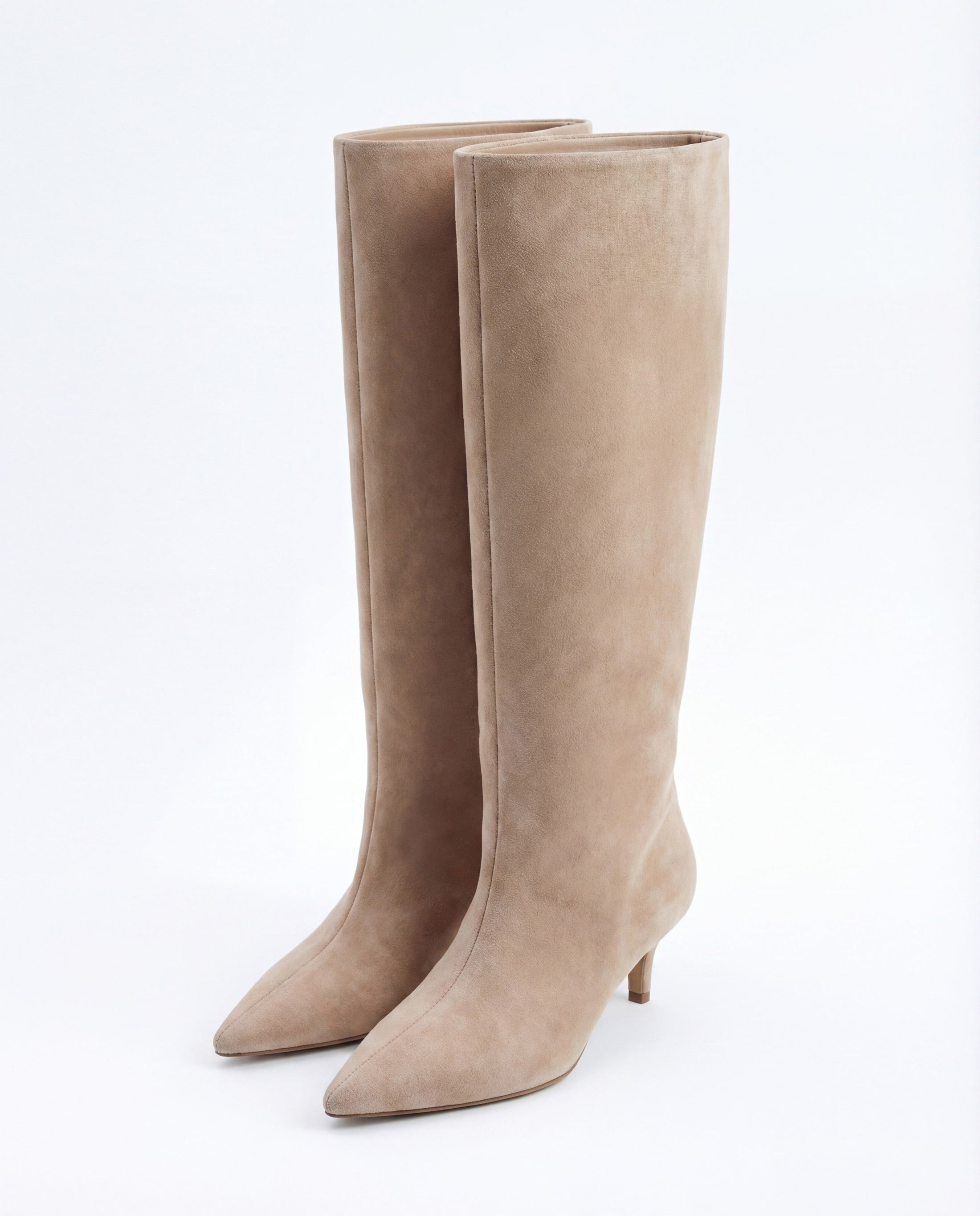 Stivali al Ginocchio Mona in Camoscio – Beige