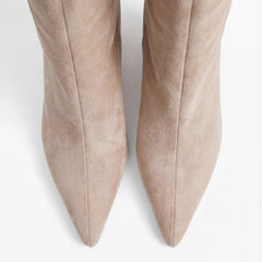 Stivali al Ginocchio Mona in Camoscio – Beige