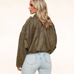 Bomber Oversize in Camoscio Sintetico – Kaki