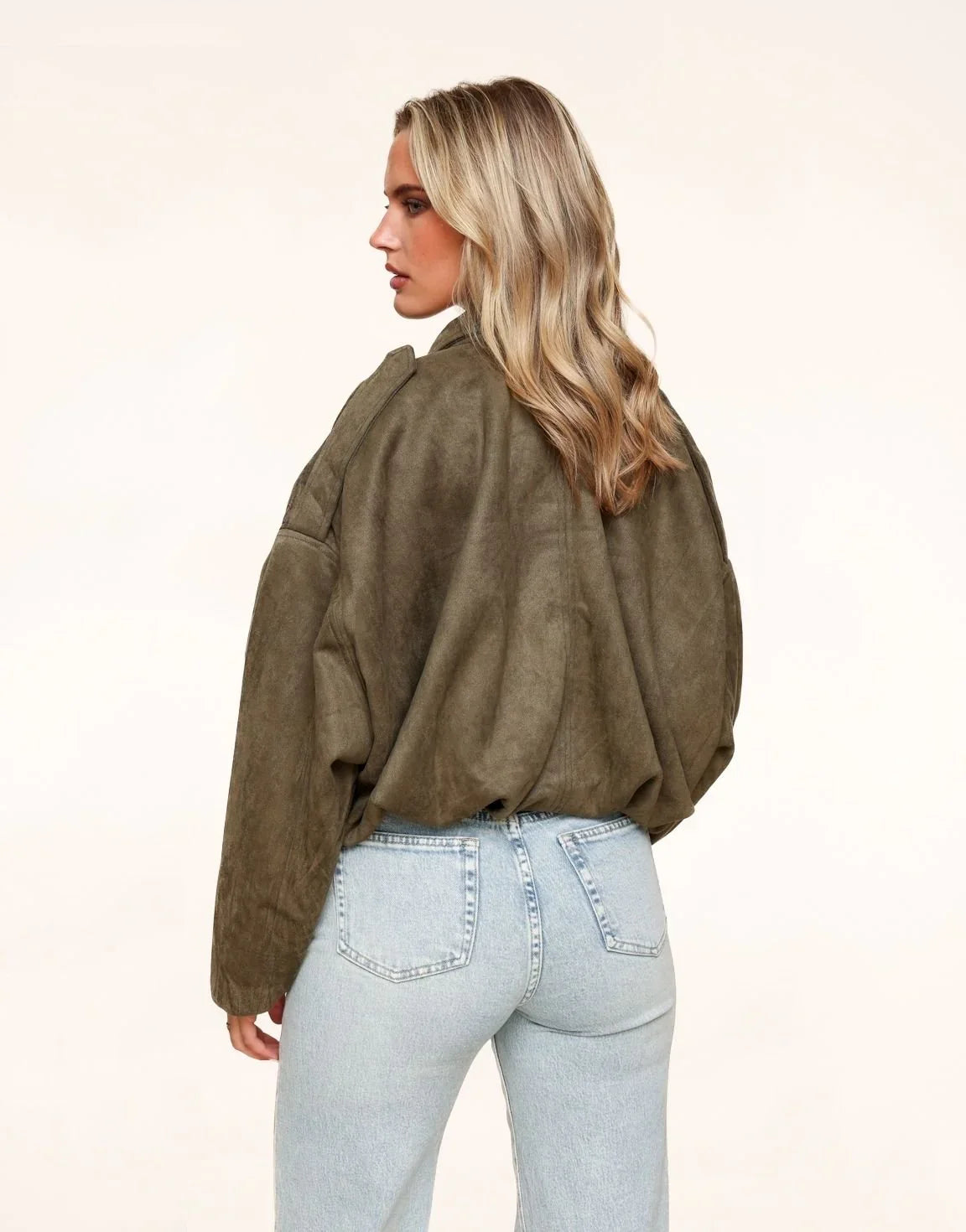Bomber Oversize in Camoscio Sintetico – Kaki