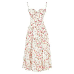 Abito midi a corsetto floreale Cannes